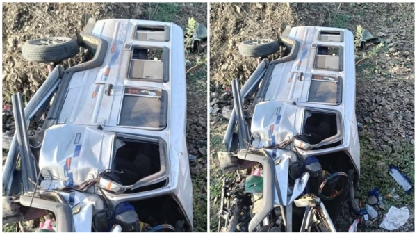 Accident on Bhopal-Jabalpur highway car of a family returning from a wedding fell into a ditch Accident on Bhopal-Jabalpur highway car of a family returning from a wedding fell into a ditch