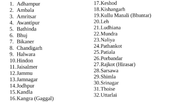 32 Airports closed List