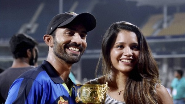 Dinesh Karthik along with his wife Dinesh Karthik along with his wife