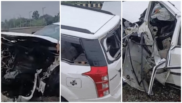 Shocking accident in Rajgarh SUV of a family returning from Ayodhya Darshan collided with a divider Shocking accident in Rajgarh SUV of a family returning from Ayodhya Darshan collided with a divider
