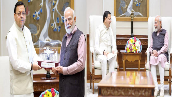 CM PUSHKAR Dhami met PM Modi gave special gifts replica Kartik Swami temple know WHAT happened CM PUSHKAR Dhami met PM Modi gave special gifts replica Kartik Swami temple know WHAT happened