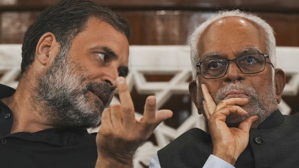 B Sudershan Reddy with Rahul Gandhi