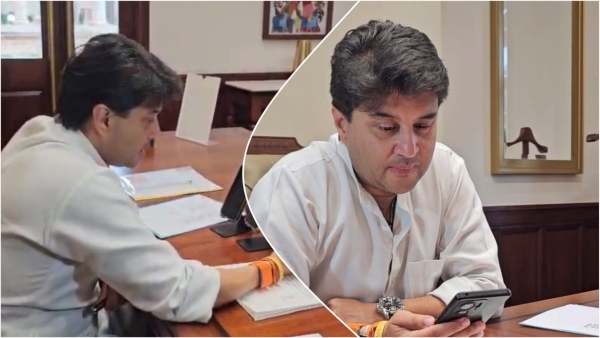 Jyotiraditya Scindia took stock of the flood victims of Kudka village over a video call Jyotiraditya Scindia took stock of the flood victims of Kudka village over a video call