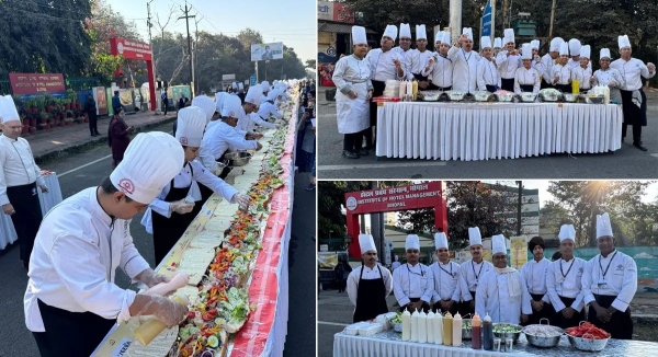 IHM Bhopal MP creates history claims Limca Book of Records by making a 269 9 feet long sandwich IHM Bhopal MP creates history claims Limca Book of Records by making a 269 9 feet long sandwich