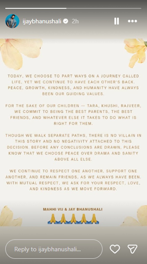 Jay Bhanushali Mahhi Vij separation