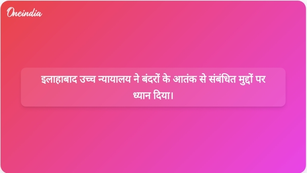  इलाहाबाद उच्च न्यायालय ने बंदरों के आतंक से संबंधित मुद्दों पर ध्यान दिया।