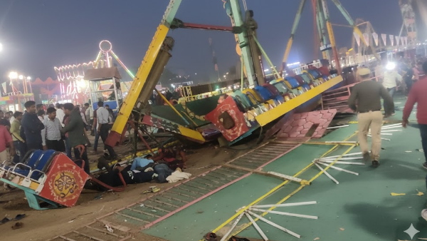Haryana: मशहूर सूरजकुंड मेले में हुआ बड़ा हादसा, अचानक टूटा झूला, कई लोग गंभीर रूप से हुए घायल | Haryana: Faridabad Surajkund fair swing collapse, many people were injured - Hindi Oneindia