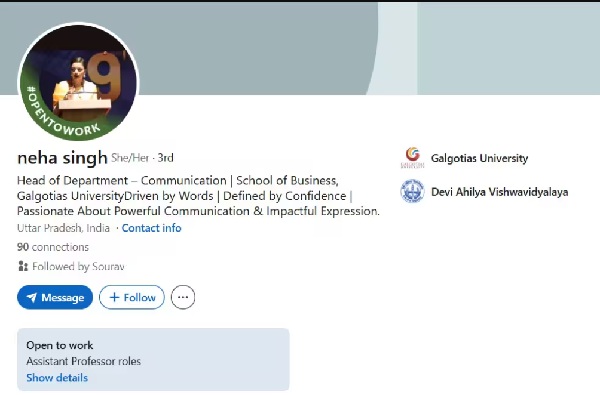 Galgotias Professor Neha Singh Galgotias Professor Neha Singh