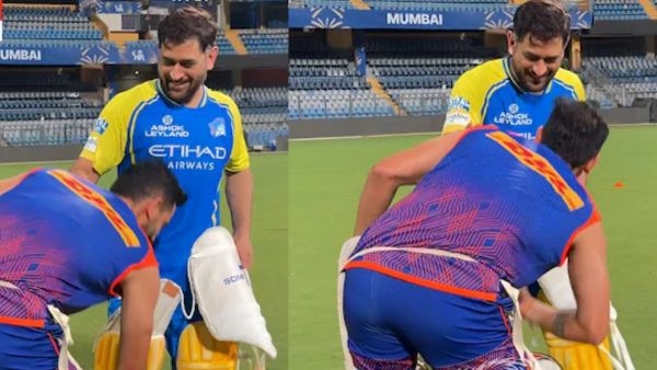 deepak chahar touches ms dhoni