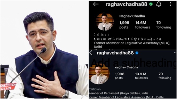Raghav Chadha Followers Drop After Bjp Join