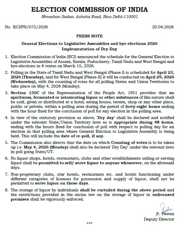 Tamil Nadu West Bengal Dry Days