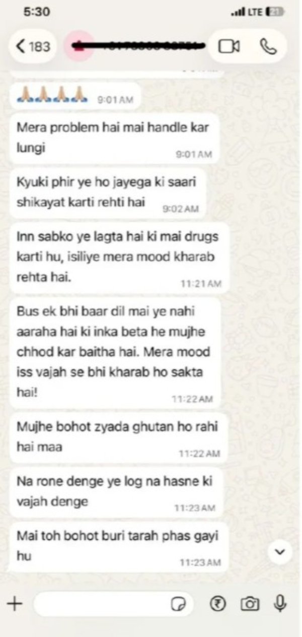 Twisha Sharma Last Message Twisha Sharma Last Message