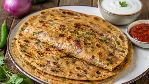 Crispy and spicy freshly cooked Masala Pyaz Roti