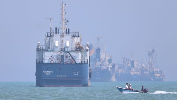 Indian merchant ship navigating sea during geopolitical crisis