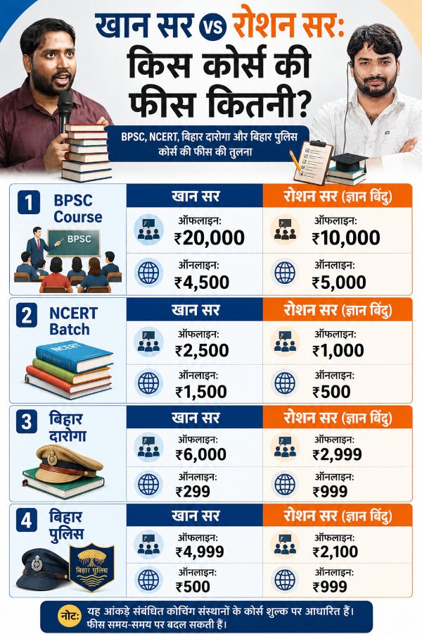 Khan Sir vs Roshan Anand Fees Infographic