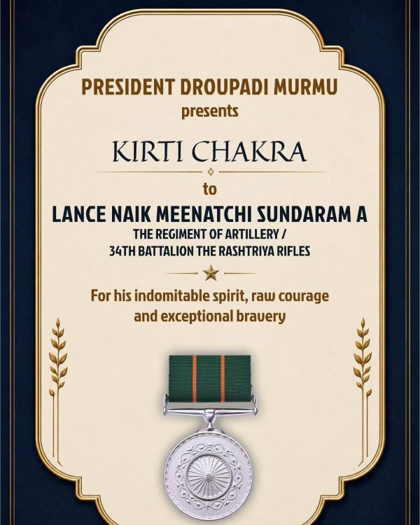 Kirti Chakra Lance Naik Meenatchi Sundaram A Kirti Chakra Lance Naik Meenatchi Sundaram A