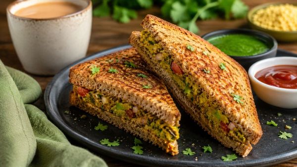 Crispy and healthy plant-based Moong Dal Sandwich snack