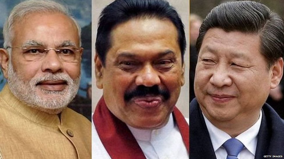भारत के प्रधानमंत्री नरेंद्र मोदी, श्रीलंका के प्रधानमंत्री महिंदा राजपक्षे और चीन के राष्ट्रपति शी जिनपिंग भारत के प्रधानमंत्री नरेंद्र मोदी, श्रीलंका के प्रधानमंत्री महिंदा राजपक्षे और चीन के राष्ट्रपति शी जिनपिंग