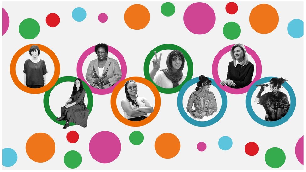 BBC 100 Women nominees in bubbles