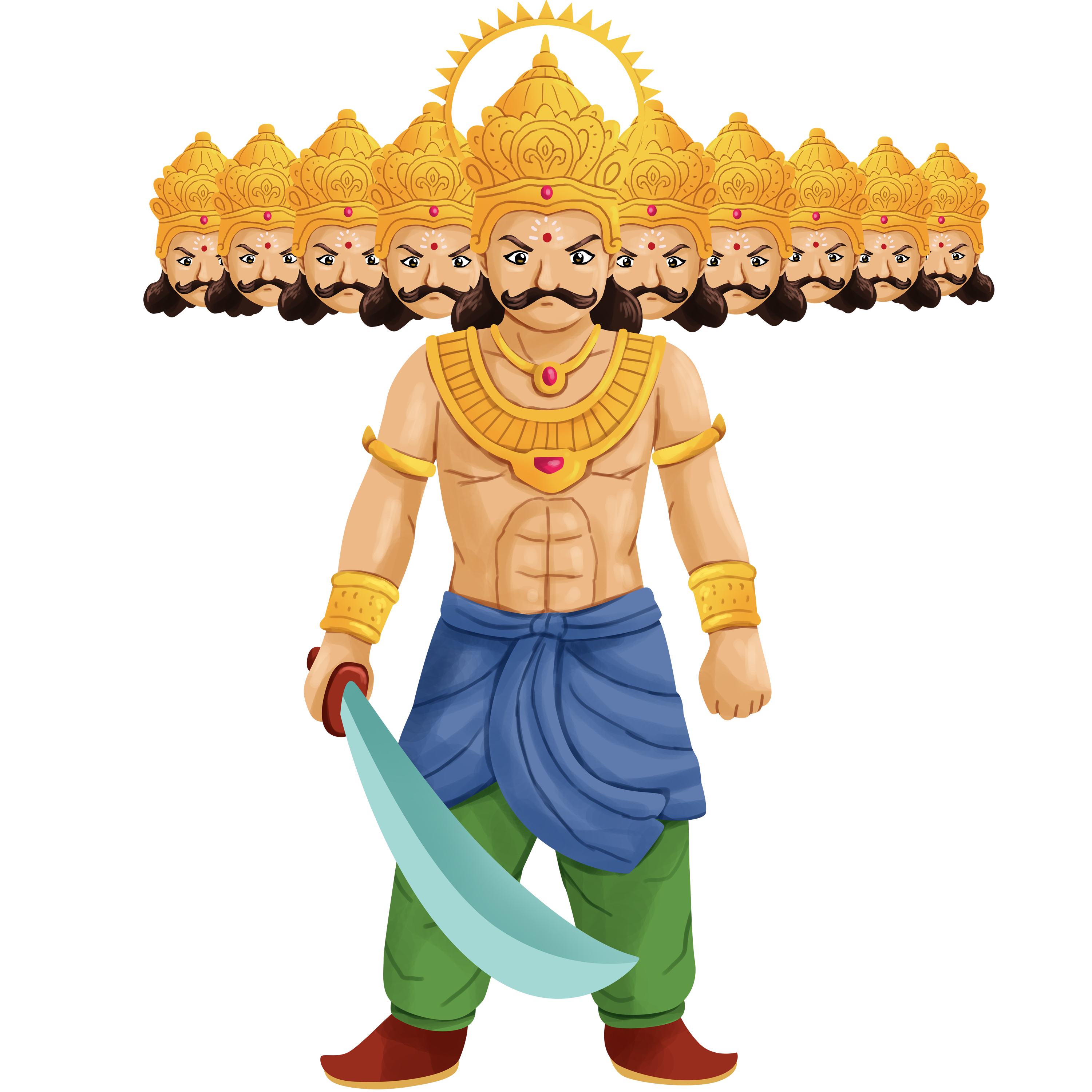 రంగురంగుల పది తలల రావణుని చిత్రం