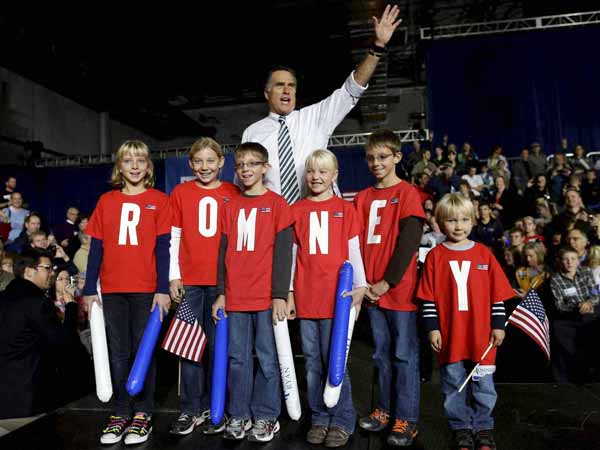 Mitt Romney and his junior supporters Mitt Romney and his junior supporters