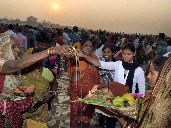 Women devotees during Chhath Puja