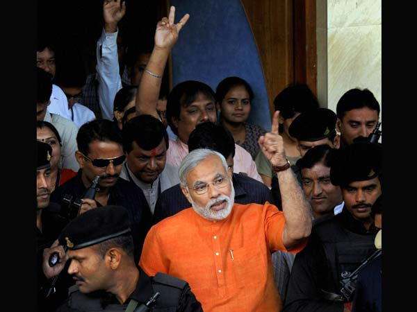 Narendra Modi after casting his vote Narendra Modi after casting his vote