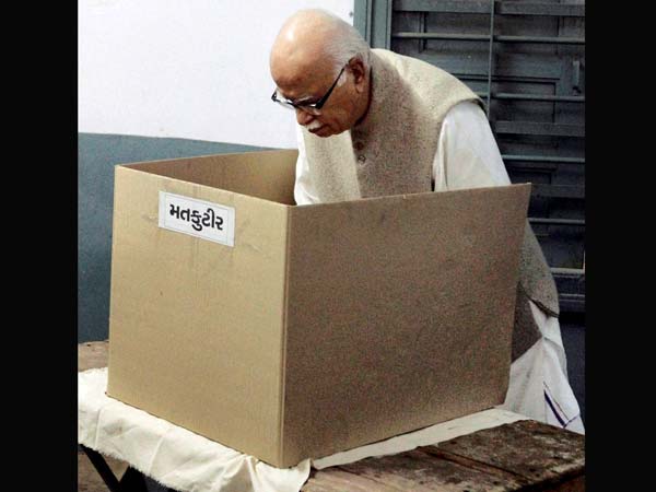LK Advani casts his vote at a polling station LK Advani casts his vote at a polling station