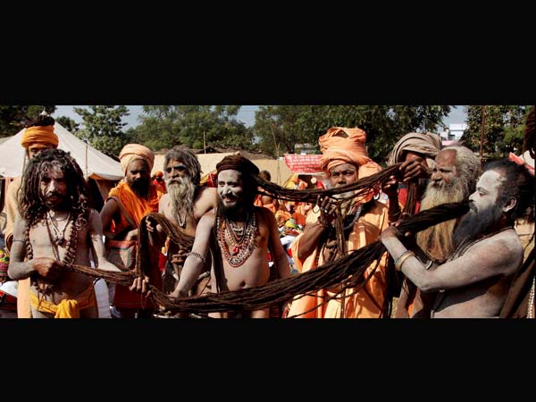 Juna Akhada Naga Sadhus flaunt their hair Juna Akhada Naga Sadhus flaunt their hair