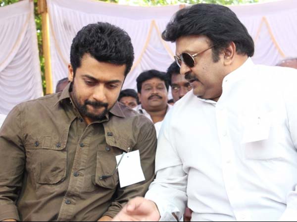 Hunger strike: Suriya with Prabhu in Chennai