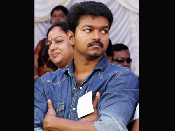 Vijay at hunger strike venue in Chennai