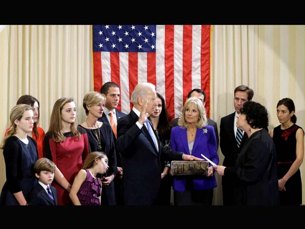 Joe Biden takes the official oath Joe Biden takes the official oath