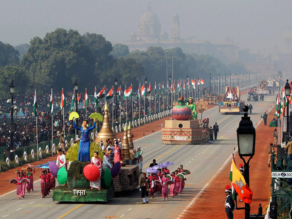 Tableaus on display at Rajpath