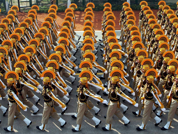 Soldiers march for the Republic Day Parade 2013