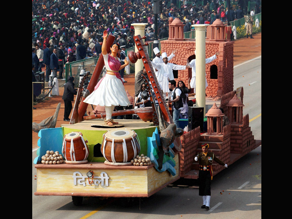 Delhi tableau on display for the Republic Day Parade 2013