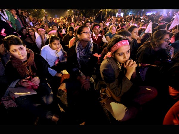 Women take part during a programme ‘One Billion Rising' campaign