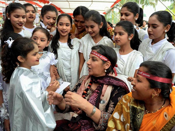 Social activist Shabana Azmi takes part in a global protest