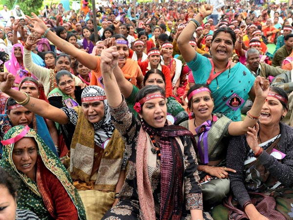 Social activist Shabana Azmi take part in a global protests
