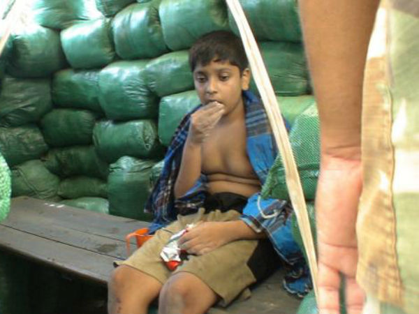 Balachandran seating in tent operated by Sri Lankan army