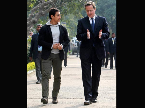 David Cameron and actor Aamir Khan