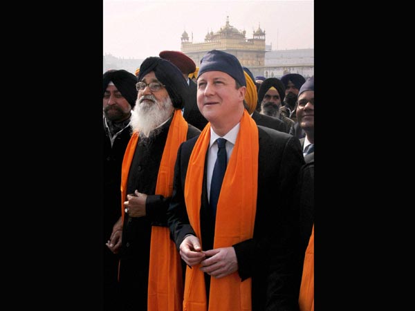 David Cameron with Punjab Chief Minister Parkash Singh Badal