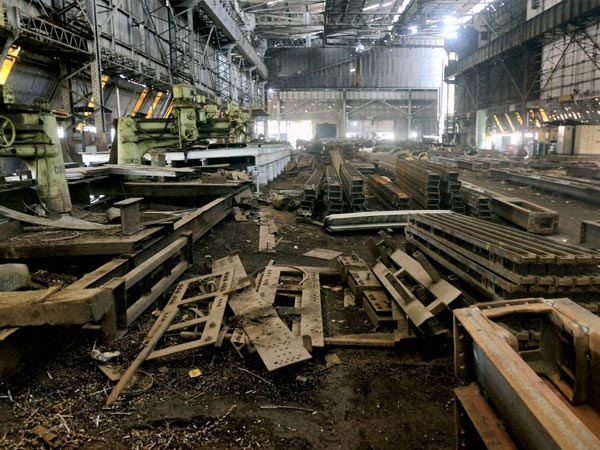 A view of deserted workshop during a two-day bandh