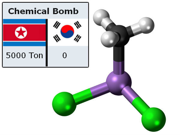 North Korea has 5000 tonnes of chemical weapons North Korea has 5000 tonnes of chemical weapons