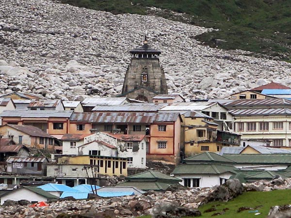 A view of flood-ravaged Kedarnath Temple