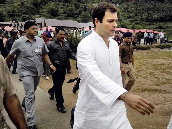 Rahul Gandhi during a visit to flood-hit areas