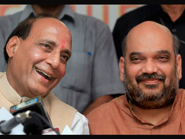 With party president Rajnath Singh