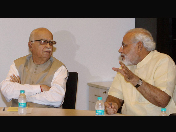 Advani and Modi at the previous Parliamentary Board meeting