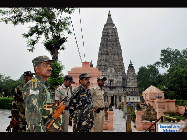 CRPF jawans guard the Mahabodhi temple