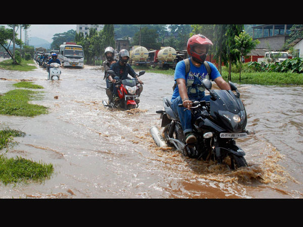 A water-logged NH-37 A water-logged NH-37