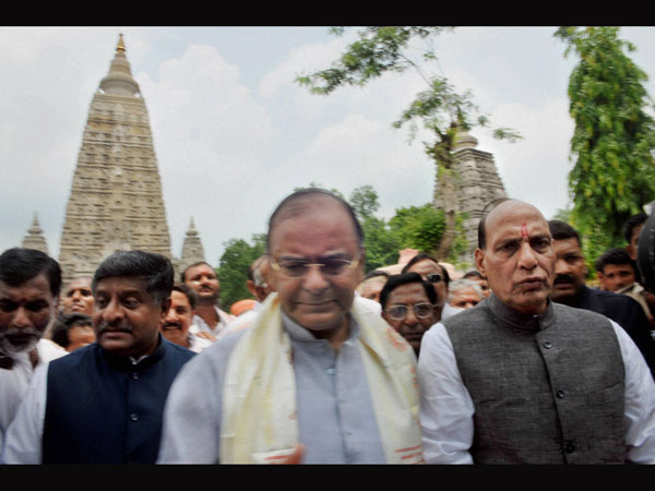 BJP President Rajnath Singh with senior leaders Arun Jaitley